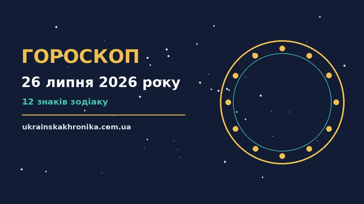 Зодіакальний круг на тлі ранкового неба, ілюстрація до гороскопу на 26 липня 2026 року