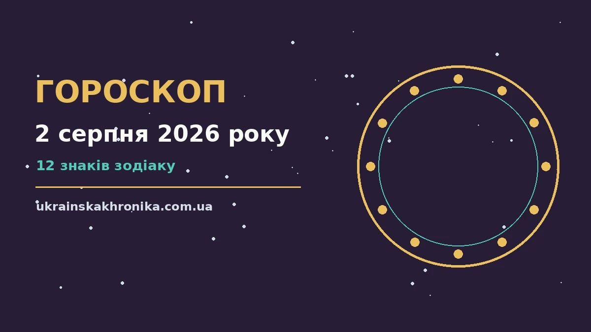 Недільний гороскоп на 2 серпня 2026 року — символічний зодіакальний круг із нотатками про плани